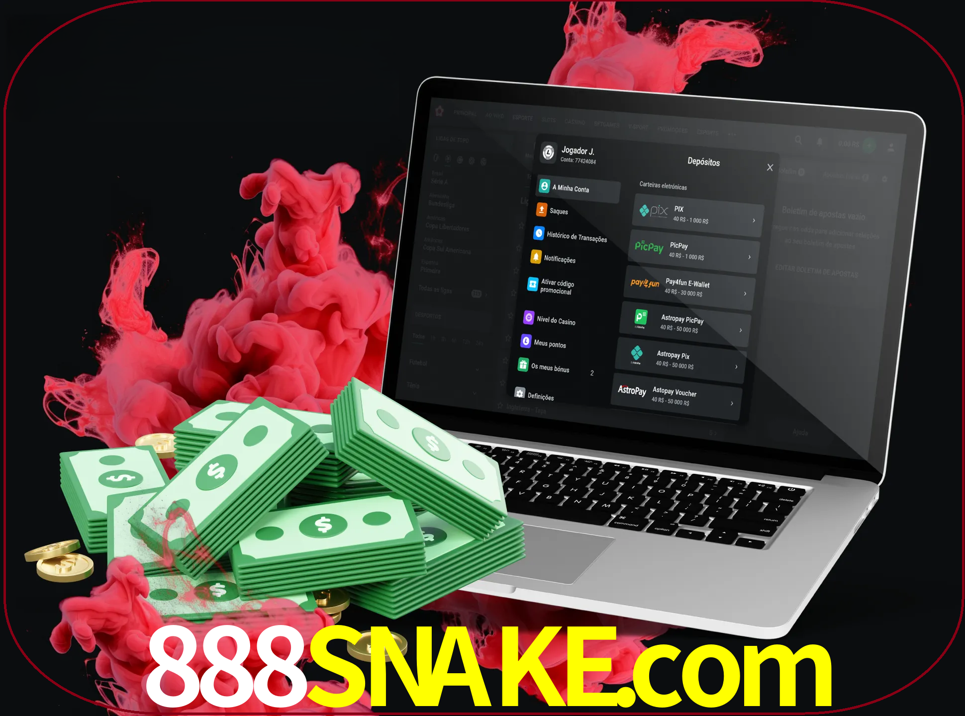 Para efetuar um depósito na sua conta 888snake, basta escolher o método de depósito e especificar o montante.